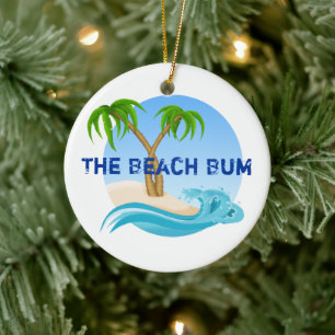 The Beach Bum Personalised Tropical Christmas Ceramic Ornament