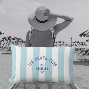 The Beach Club Crest Blue Cabana Stripe Lumbar Cushion