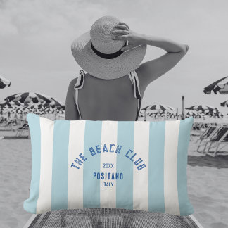 The Beach Club Crest Blue Cabana Stripe Lumbar Cushion