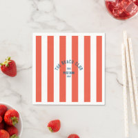 The Beach Club Crest Orange Red Cabana Stripe