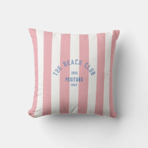The Beach Club Crest Pink Cabana Stripe Cushion