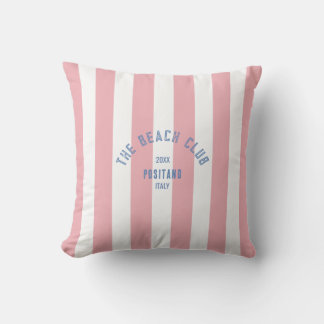 The Beach Club Crest Pink Cabana Stripe Cushion
