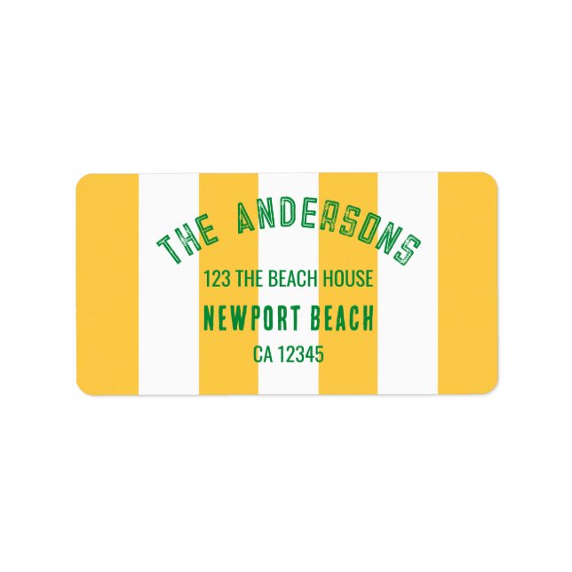 The Beach Club Crest Yellow Stripe Return Address Label (Front)