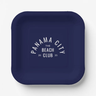 The Beach Club Deep Blue Personalised Destination Paper Plate