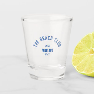 The Beach Club Positano Blue Custom Crest Shot Glass