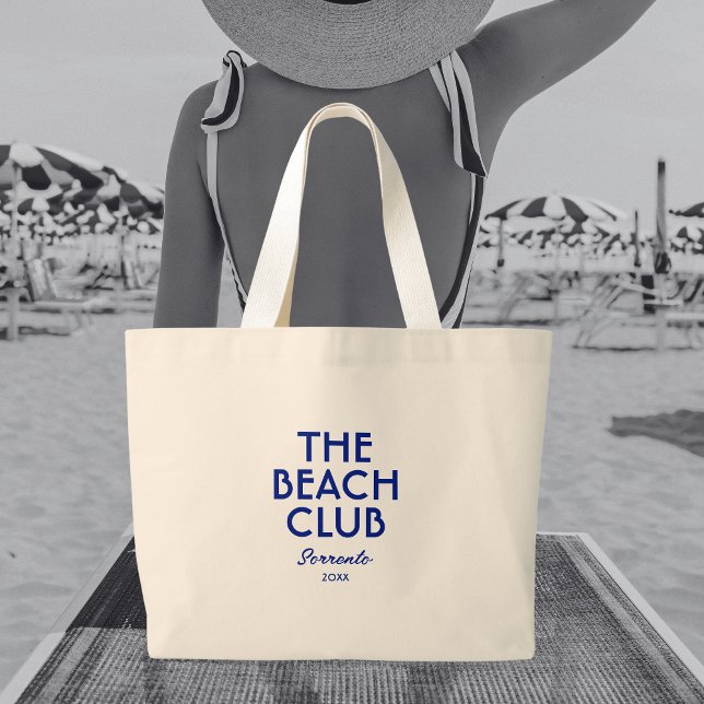 The Beach Club Sorrento Vibrant Blue Custom Large Tote Bag (Creator Uploaded)