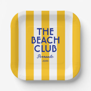 The Beach Club Sorrento Yellow Cabana Stripe Paper Plate