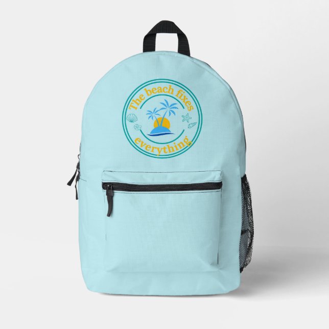 The Beach Fixes Everything Printed Backpack (Front)