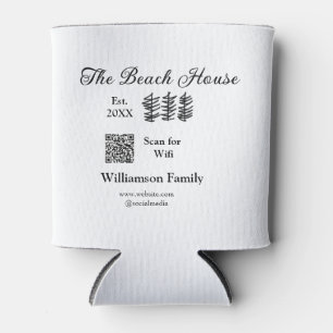 The beach house add family name Q R scan wifi webs Can Cooler