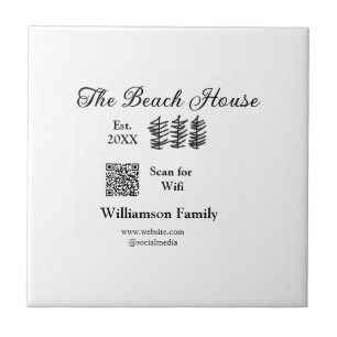 The beach house add family name Q R scan wifi webs Ceramic Tile