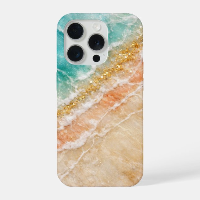 The Beach Inspired Marble with Gold Veining iPhone Case (Back)