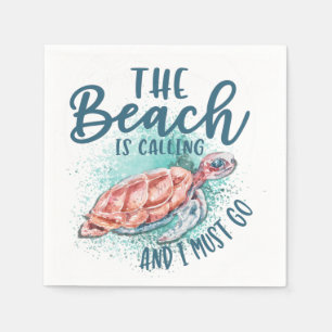The beach is calling and I must go Napkin