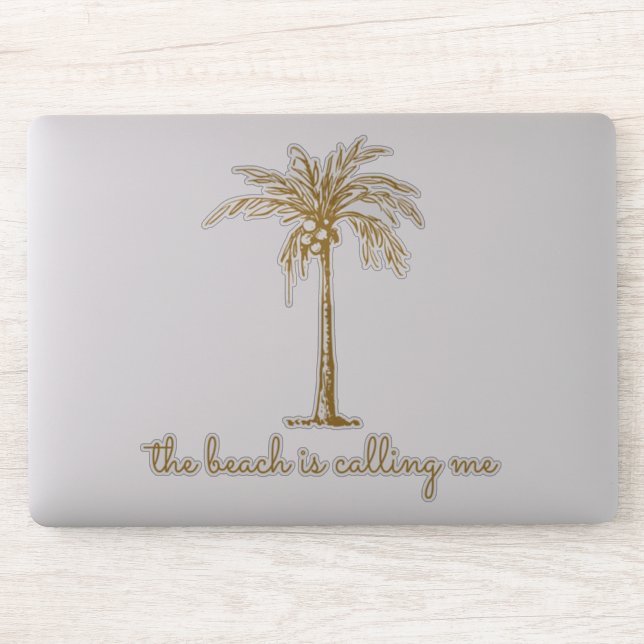 The Beach is Calling Me Gold Coconut Palm Tree (Computer)