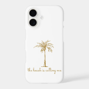 The Beach is Calling Me Golden Coconut Palm Tree