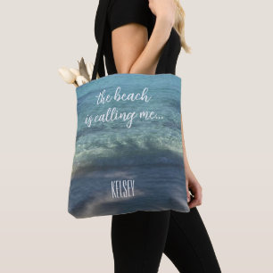 The Beach is Calling Me Personalized Tote Bag