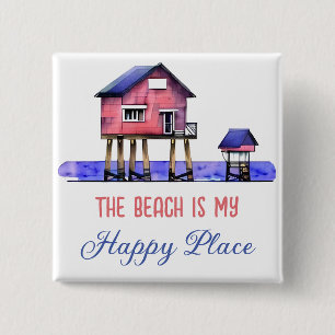 The Beach is my Happy Place 15 Cm Square Badge
