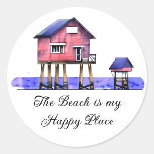 The Beach is my Happy Place Classic Round Sticker