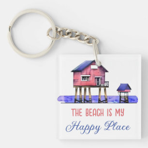 The Beach is my Happy Place Key Ring
