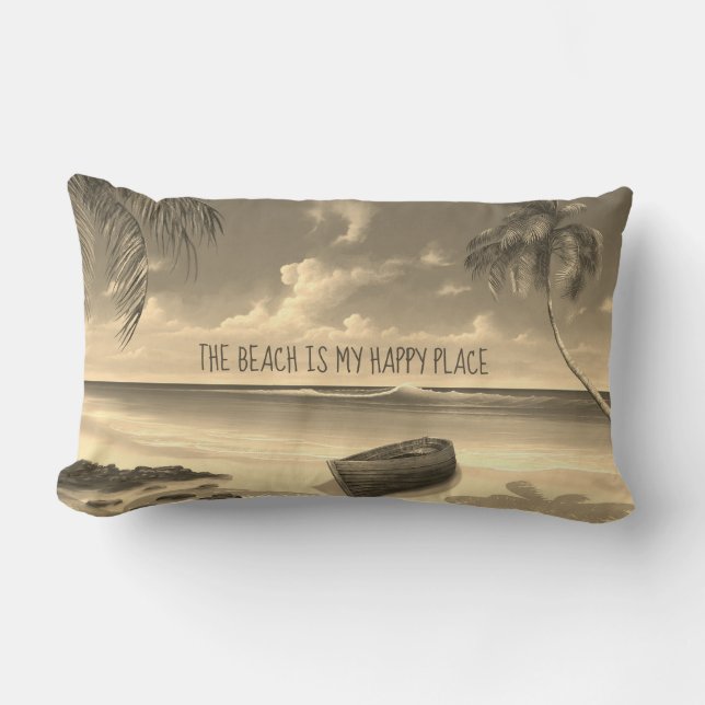 The Beach is my Happy Place Lumbar Cushion (Front)