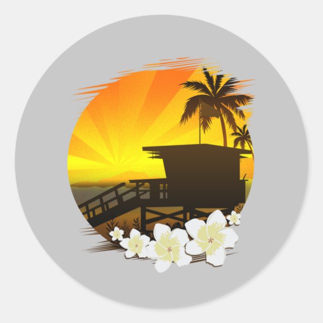 The Beach Life  Classic Round Sticker (Front)