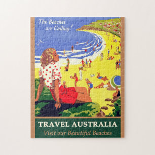 The Beaches Are Calling, Travel Australia Vintage  Jigsaw Puzzle