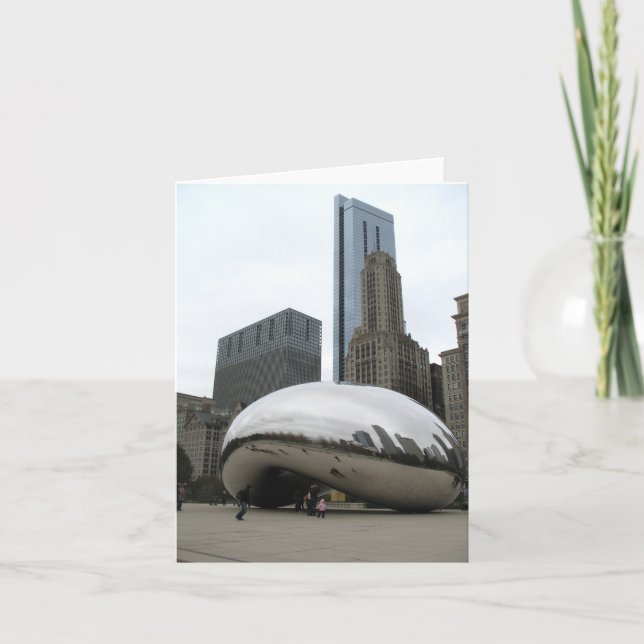 "The Bean" Sculpture in Chicago blank note card (Front)