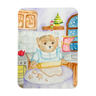 The bear bakes gingerbread magnet