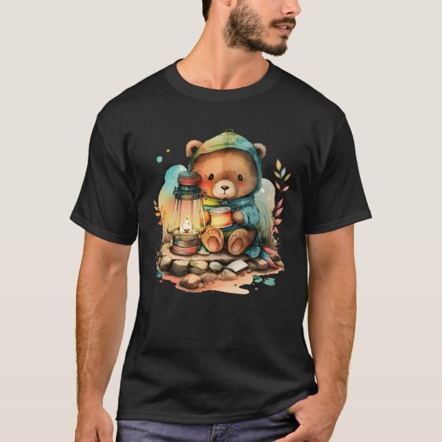 The bear came on a camping trip and had hislantern T-Shirt (Front)