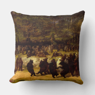The Bear Dance, 1870 by William Holbrook Beard Cushion