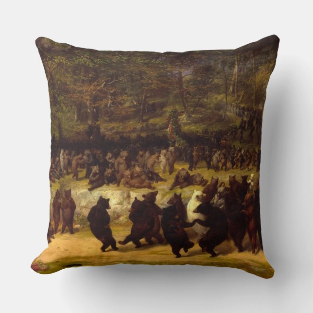 The Bear Dance, 1870 by William Holbrook Beard Cushion (Front)