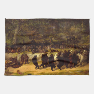 The Bear Dance, 1870 by William Holbrook Beard Tea Towel