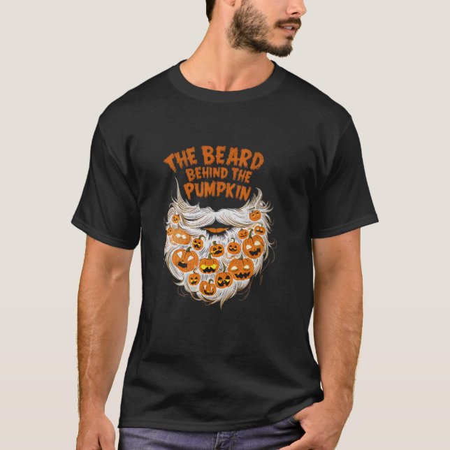 The Beard Behind The Pumpkin Halloween Funny Pregn T-Shirt (Front)