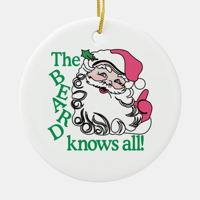 The Beard Knows All Ceramic Tree Decoration (Front)