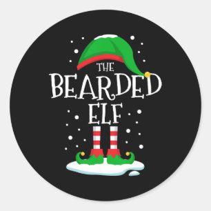 The Bearded Elf Christmas Family Matching Xmas Bea Classic Round Sticker