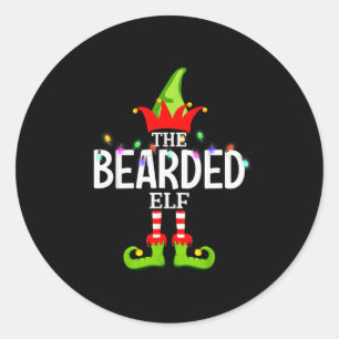 The Bearded Elf Christmas Matching Pajamas  Classic Round Sticker