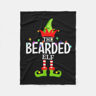The Bearded Elf Christmas Matching Pajamas  Fleece Blanket