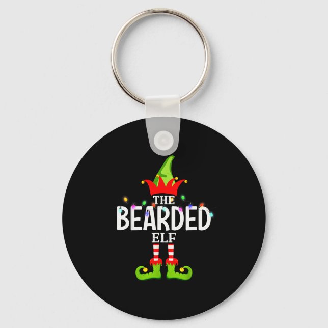 The Bearded Elf Christmas Matching Pajamas  Key Ring (Front)