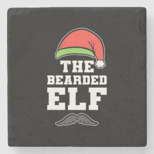 The Bearded Elf Christmas Stone Coaster