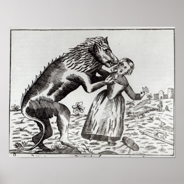 The Beast of Gevaudan Attacking a Young Girl Poster (Front)