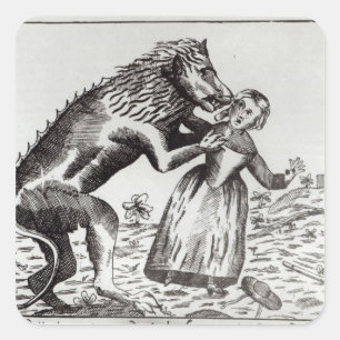 The Beast of Gevaudan Attacking a Young Girl Square Sticker