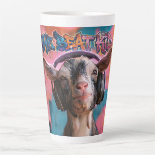 The Beat Kid - Cool Goat DJ with Headphones Latte Mug