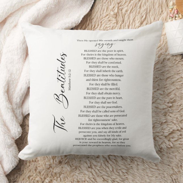 The Beatitudes Matthew 5:2-12 Bible Scripture Cushion (Blanket)