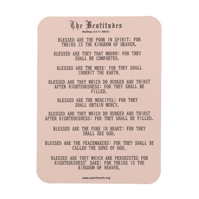 The Beatitudes Matthew 5:3-11 NKJV Magnet (Vertical)