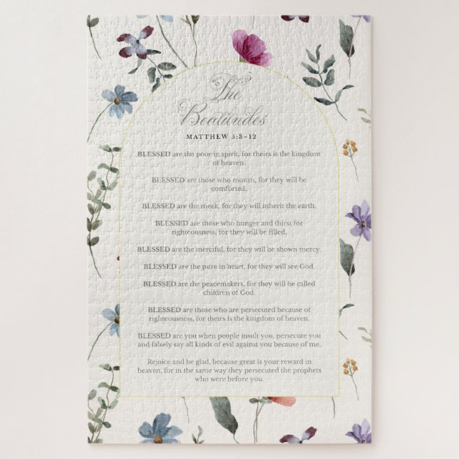 The Beatitudes Matthew 5:3–12 Floral Scripture Jigsaw Puzzle (Vertical)