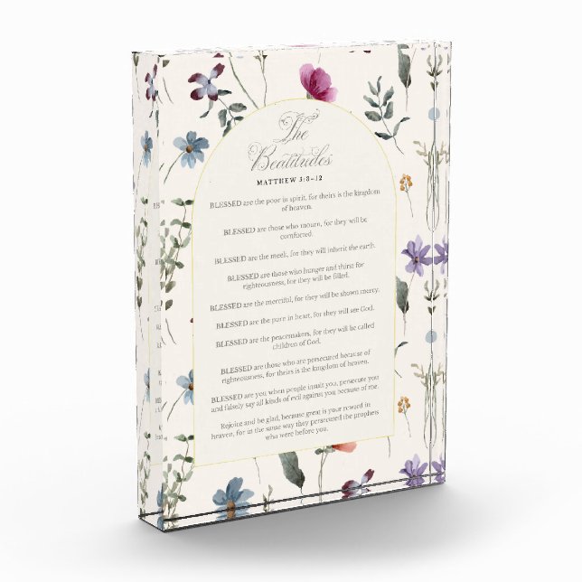 The Beatitudes Matthew 5:3–12 Floral Scripture Photo Block (Left)