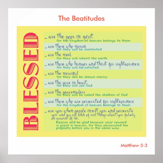 The Beatitudes Matthew 5 Poster (Front)