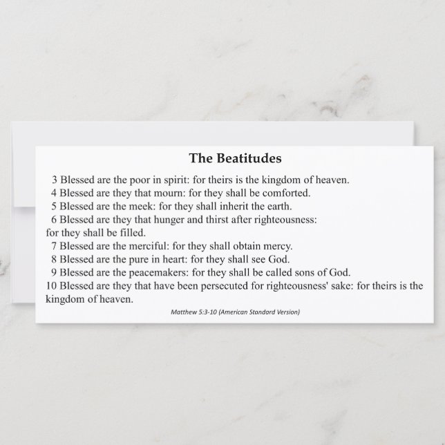 The Beatitudes Prayer Card (Front)