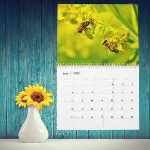 The Beautiful Bee & Flower Calendar Any Year
