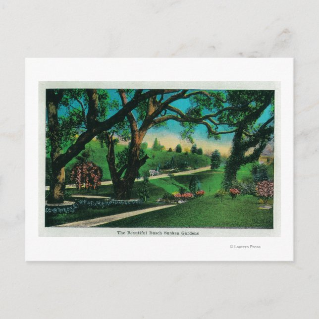 The Beautiful Busch Sunken GardensPasadena, CA Postcard (Front)