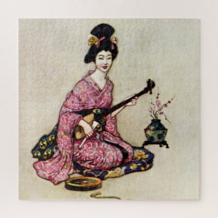 “The Beautiful Dancer of Yedo” by Warwick Goble Jigsaw Puzzle